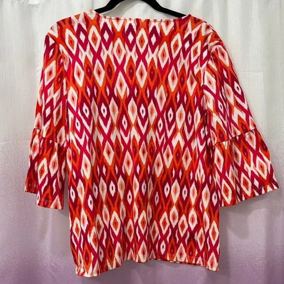 Jones New York Women's Red and Orange Patterned Top NWT - Picture 4 of 4